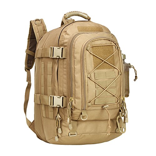 Large Tactical Backpack for Men Military Backpack with DIY System for Travel, Work,Camping,Hunting,Hiking,Sports (TAN) - color: Tan