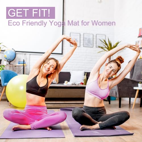 3 mm Thick Yoga Mat Bulk, Non Slip Exercise Workout Fitness Pad for Women Men, Gym Home Yoga Pilates, Easy to Clean, Sturdy PVC - color: Smoky Purple
