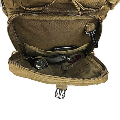 HAOMUK Tactical Sling Bag Pack Military Rover Shoulder Sling Backpack EDC Molle Assault Range Bag - color: Khaki