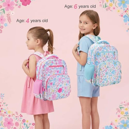 RHCPFOVR Kids Backpack for Girls - Girls Backpack 3-8 Ages Butterfly for Kids 15 Inch School Bookbag for Kindergarten Elementary School Bookbag for Girl 1st 2nd Grade - style: Pink Garden