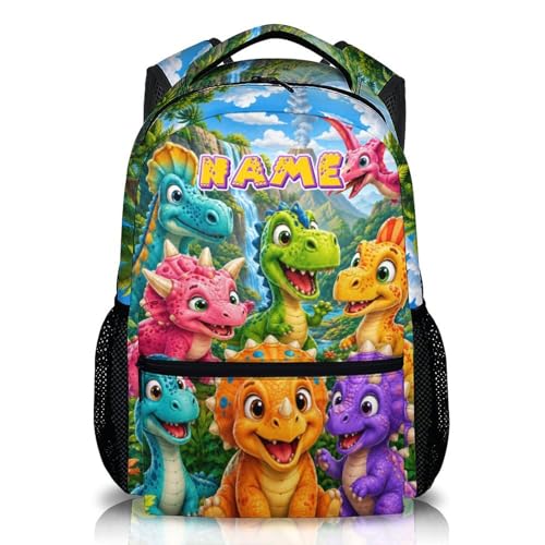 Dinosaur Backpack for Kids Toddlers Personalized Bookbag for Boys Girls School Travel Picnic, Cute Fun Schoolbag for Kindergarten Preschool Elementary - color: Purple