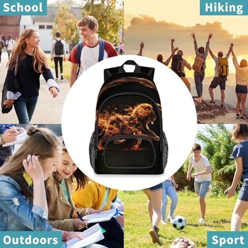 Animal Fire Lion Large Backpack 18 Inch Laptop Tablet Backpacks - color: Animal Fire Lion