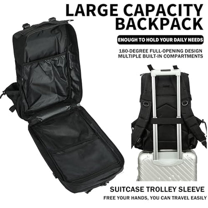 Military Tactical Backpack 45L/25L 3 Day Assault Pack Molle Daypack Hiking Backpack for Men and Women - color: Black-2, size: 45L