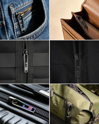 VIPERADE VAT1 Heavy Duty Titanium Zipper Pulls Replacement, Universal Zipper Pull Tab Repair Kit for Jackets, Coats, Suitcases, Luggage, Backpacks, Handbags and EDC Pouches (6 Black, 2S+2M+2L) - color: 6 Black, size: 2S+2M+2L