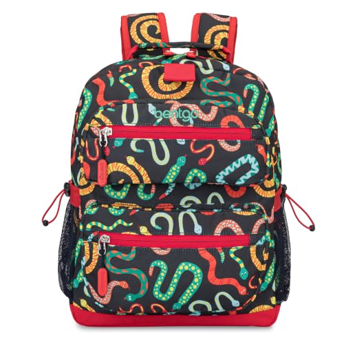Bentgo Kids Print Backpack - Lightweight 14” Backpack for School, Travel & Daycare, Ideal for Ages 4+, Durable & Water-Resistant, Roomy Interior, & Loop for Lunch Bag (NEW Sssnakes) - color: Sssnakes