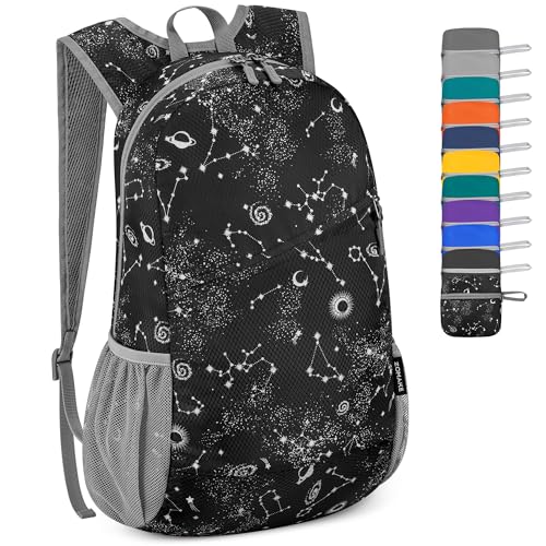 ZOMAKE Lightweight Packable Backpack 20L,Foldable Backpacks Small Daypack for Hiking Water Resistant Day Bag for Travel(Star Print) - color: Star Print