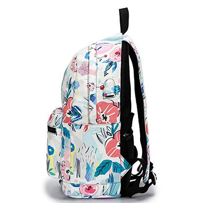 Kinmac Water Resistant Laptop Travel Outdoor Backpack with USB Charging Port for 13 inch 14 inch and 15.6 inch Laptop (Flowers) - color: Flowers