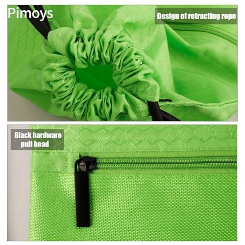 Drawstring Backpack Bag, Waterproof Draw String Back Sack with Zip Pocket, Gym Drawstring Bags Swim Bag for Men Women - color: Green, Upgraded