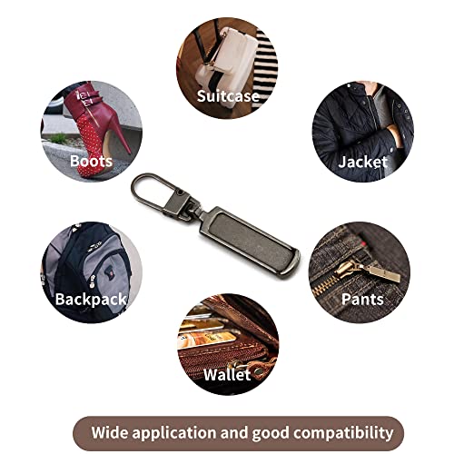 TOPASION Metal Zipper Pull Replacement for Small Holes, Detachable, Repair for Jacket, Bag Boots, Purse, Coat, Pants (5 Pcs G-Black) - color: 5 Pcs G-Black