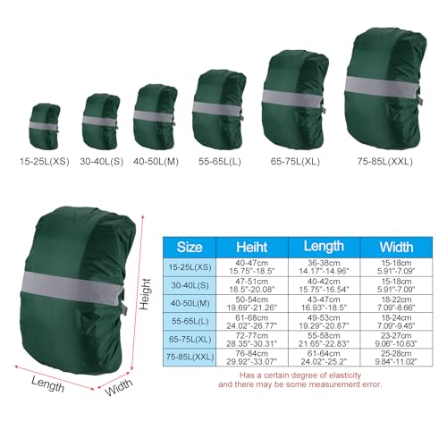 PATIKIL Waterproof Backpack Rain Cover, Non-Slip Backpack Cover with Reflective Strap Stay Dry for Hiking, Camping, Hunting - color: Dark Green, size: X-Large