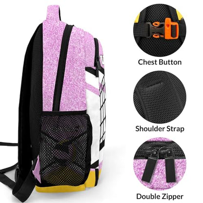 Pink Volleyball Print Shoulder Backpack Bag for Sports Camping Hiking Travelling - color: Muilti 7