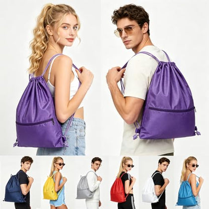 Drawstring Backpack Bag Sport Gym Sackpack-Large(Purple) - color: Purple