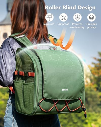Pecute Small Pet Carrier, Breathable Bearded Dragon Carrier, with Transparent Bubble & Steel Frame, Safety Lock for Hamster, Rabbit, Guinea Pig, Kitten, Puppy, Ideal for Travel/Vet Visits/Camp, Green - color: Green