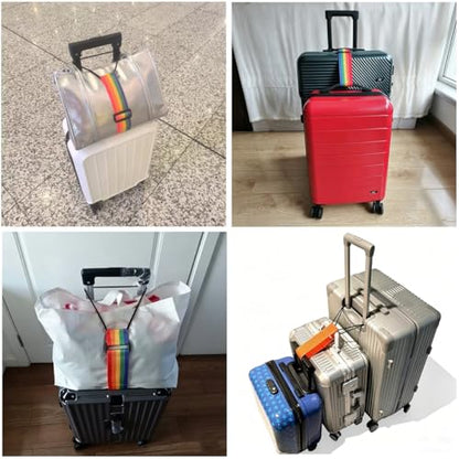 2PCS Luggage Straps, Adjustable Elastic Luggage Connector Straps, Multi-Functional Durable Travel Packing Straps for Securing Bags, Backpacks & Accessories(Black+Iridescent) - color: Black+Iridescent