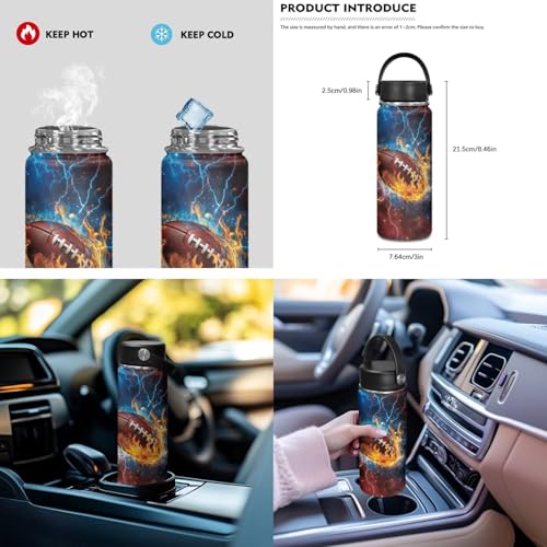 ZOUTAIRONG Bookbag for Teen Girls Boys Mini Thermos with Carry Handle School Bags for Age 7-10/10-12/12-16, Lightning Rugby Print Casual Backpack with Side Pockets - color: Lightning Rugby