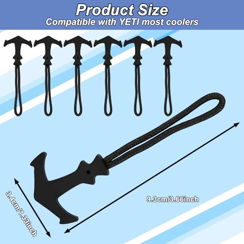 6Pcs Paracord Zipper Pulls Replacement, Heavy Duty T-Shaped Zipper Pull Tab Replacement Kit, Quick-Install for Yeti Cooler, Backpack, Luggage, Jacket, Tote & Outdoor Gear