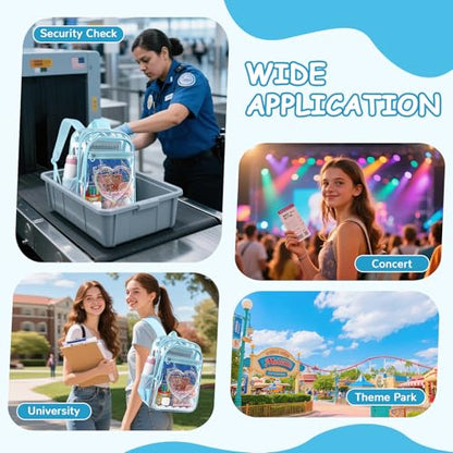 Clear Backpack, Heavy Duty Thick TPU Clear Bookbag, Transparent Bookbag Stadium Events, See Through Large Ergonomic Backpack for School Kids Girls Women Travel Security College Concert, Blue - color: Blue