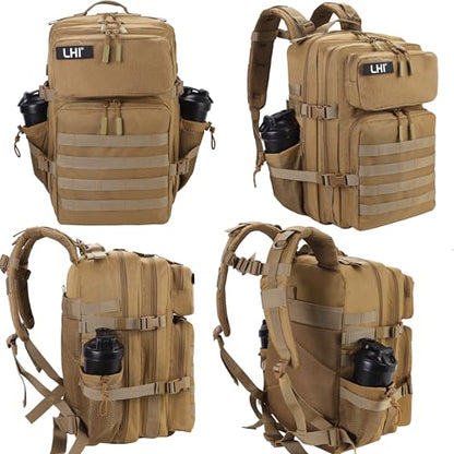 LHI Military Tactical Backpack for Men and Women 45L Army 3 Days Assault Pack Bag Large Rucksack with Molle System - color: 3.3 Khaki
