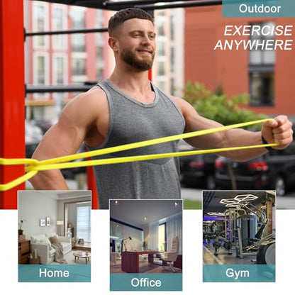 12-Pack Resistance Bands Set - Pull Up Assist, Strength Training & Physical Therapy for Home Gym | Exercise Loop Bands for Men & Women - color: Yellow 5-15lbs