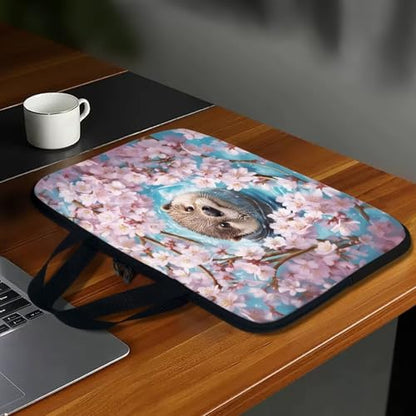 Cherry Blossom Otter Laptop Case, 10 Inch Laptop Sleeve Water Resistant Computer Carrying Case Handbag Briefcase, Compatible with Tablet/Notebook/Reader for Women Ladies - color: Cherry Blossom Otter, size: 10 Inch