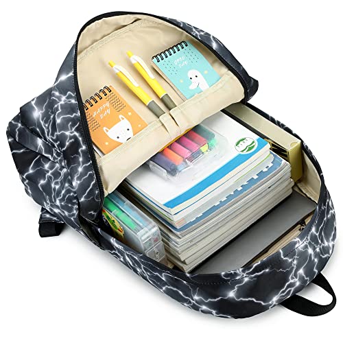 Backpack for Boys Elementary Bookbags Durable Lightweight Teenager Student School Bags Travel Waterproof (2-Black Lightning) - color: 2-black Lightning