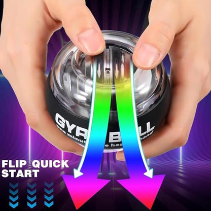 Torque Ball Hand Exerciser - 2026 Internal Resistance System Self-Starting Wrist Power Gyro Balls with Auto-Start Colorful LED Lighting - color: Blue