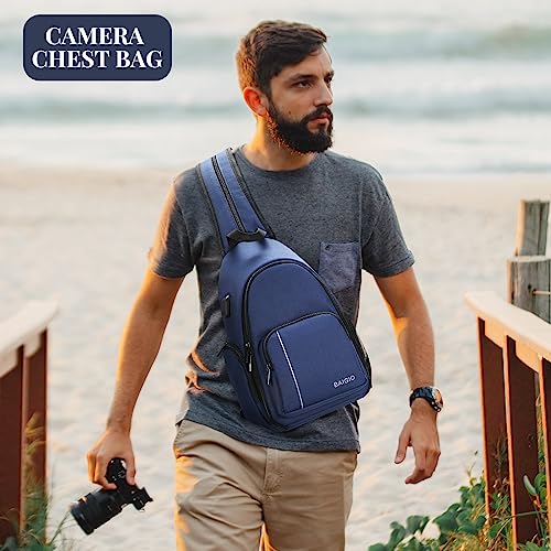 BAIGIO Camera Sling Bag Small Camera Backpack for Photographers,Water-resistant Camera Crossbody Bag Travel Caemra Backpack for DSLR SLR Mirrorless Camera - color: Blue