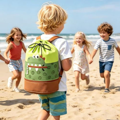 Kids Swim Bag With Wet Dry Separate Pockets, Waterproof Swìm Backpack For Beach Gym School, Lightweight Swim Bag For Kids With Shoe Compartment - color: Green