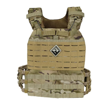 F&F STEEL Adjustable Weighted Vest & Plates - Strength, Edurance, Running, Hiking, Rucking, Fitness WODs - color: Camo Vest