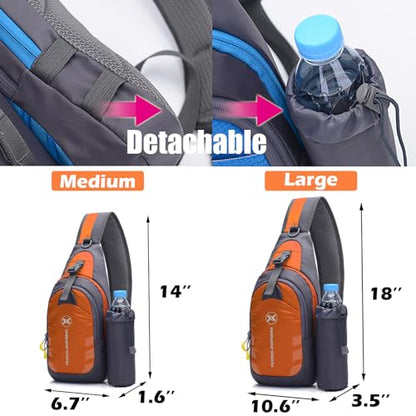 Peicees Chest Crossbody Sling Backpack Bag Travel Bike Gym Daypack for Women Men - color: Orange