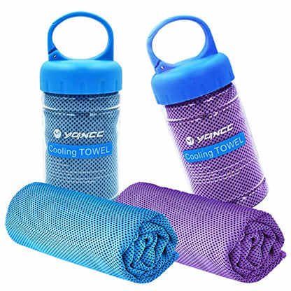 YQXCC 2 Pack Cooling Towels (47"x12"), Ice Cool Neck Towel, Soft Breathable Microfiber for Yoga, Golf, Gym, Running, Camping & Hot Weather - color: Light Blue/Purple