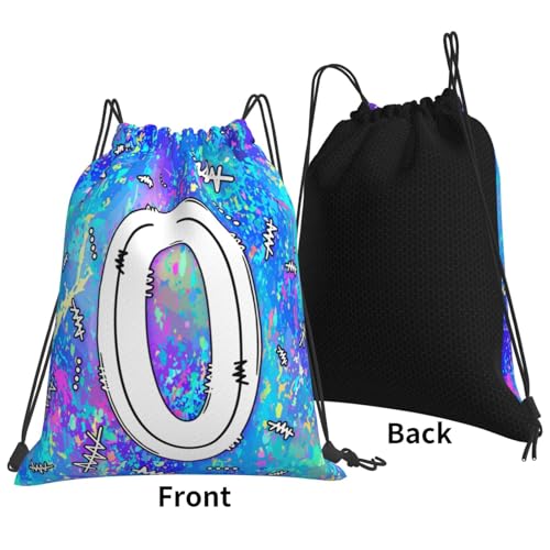 Drawstring Backpack Bag Sport Gym Sackpack Initial Blue Draw String Cinch Bags Bulk String Backpack Storage Bag for Women Men Letters O - color: Letters O