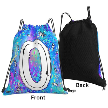 Drawstring Backpack Bag Sport Gym Sackpack Initial Blue Draw String Cinch Bags Bulk String Backpack Storage Bag for Women Men Letters O - color: Letters O