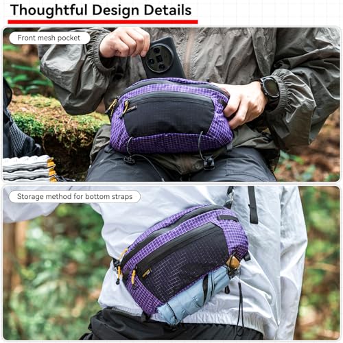 HIKEMAN Strap Pack Pouches for Backpack, Lightweight Phone Pocket, Large Capacity and Waterproof Fanny Pack Multi-functional Outdoor Bag for Hiking, Running, Travel, Cycling (Purple) - color: Purple