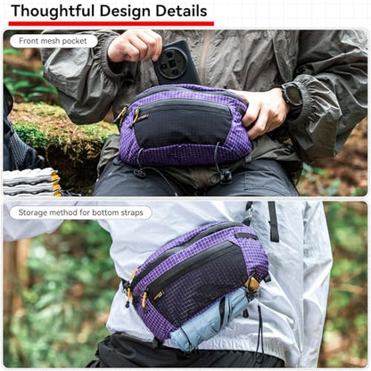 HIKEMAN Strap Pack Pouches for Backpack, Lightweight Phone Pocket, Large Capacity and Waterproof Fanny Pack Multi-functional Outdoor Bag for Hiking, Running, Travel, Cycling (Purple) - color: Purple
