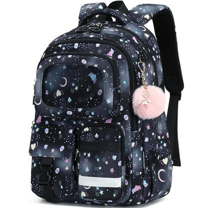 AO ALI VICTORY Backpack for Girls Kids School Bags for Kindergarten Elementary Schoolbag Students Backpacks Cute 15.6 inch Laptop Bookbag Teens Girl Back Pack Travel Daypack, Black - color: Black