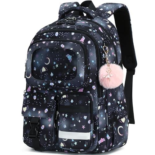 AO ALI VICTORY Backpack for Girls Kids School Bags for Kindergarten Elementary Schoolbag Students Backpacks Cute 15.6 inch Laptop Bookbag Teens Girl Back Pack Travel Daypack, Black - color: Black