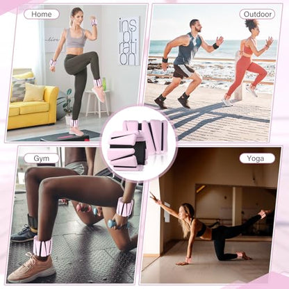Vinsot Wrist and Ankle Weights for Women Men Set of 4(1 lb Each) adjustable Arm Leg Silicone Weighted Wristbands Bracelets for Pilates Yoga Gym Workout Running Walking Strength Training(Pink) - color: Pink