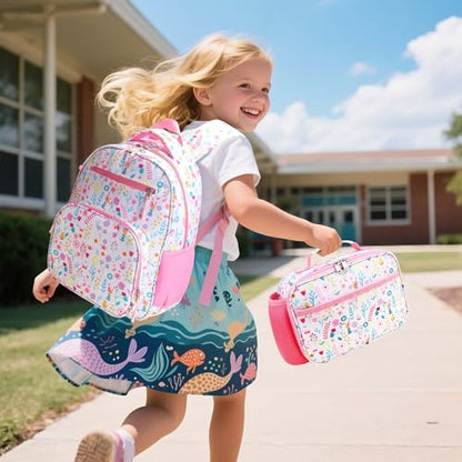 RHCPFOVR Kids Backpack for Girls - Girls Backpack 3-8 Ages Flower for Kids 15 Inch School Bookbag for Kindergarten Elementary School Bookbag for Girl 1st 2nd Grade - style: Flower