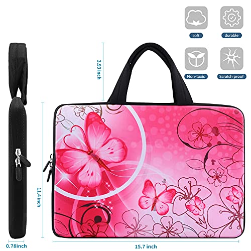 icolor 14 15 15.4 15.6 inch Laptop Handle bag Computer Protect Case Pouch Holder Notebook Sleeve Neoprene Cover Soft Carring Travel Case for Dell Lenovo Toshiba HP Chromebook ASUS Acer Pink ICB-10 - color: Pink Butterfly