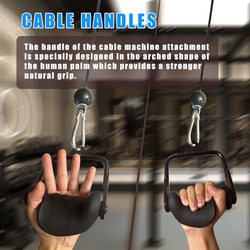 BLUSLM Ergonomic Tricep Rope Pulldown Attachments, Upgraded 27 32 40 & 47 Inch Extra Long Triceps Rope Cable Attachments for Gym, LAT Pull Down Bar for Cable Machine, Tricep Workout Cable Attachments - color: D HANDLE