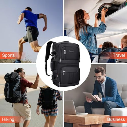 WITZMAN Carry on Travel Backpack for Men Women Laptop Backpack with USB Charging Port Airline Approved(B683 Classic Black) - color: Classic Black