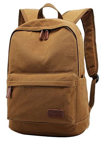 kayond Casual Style Lightweight canvas Laptop Bag/Durable Travel backpacks/Rucksack for Men&Women/Fashion Backpack Fits 15 inch Notebook (Brown) - color: Brown