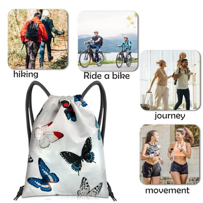 Drawstring Backpack Draw String Bag Sports Gym Bags Waterproof Cute Aesthetic Sackpack for Unisex Women Sports Beach Travel(13"×17")-Butterfly - color: Z1-butterfly