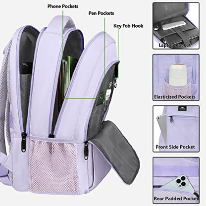 MATEIN Purple Cute Laptop Backpack for Girls, 15.6 Inch College School Bag - color: Lavender Purple, size: 15.6 Inch