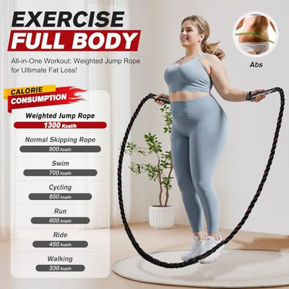 HPYGN Jump Rope, Weighted Jump Rope for Men women, 2.8lb 3.8lb 5lb Heavy Skipping Rope for Exercise, Adult Jumpropes for Home Workout, Improve Strength and Building Muscle,Total Body Workout Equipment - style: 2.8lb
