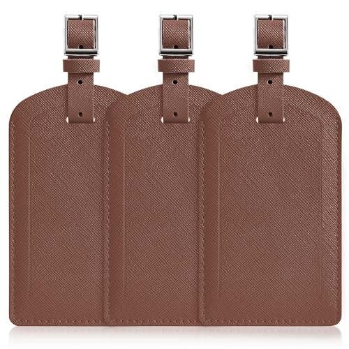 3 Pack Luggage Tags for Suitcases, TSA Approved Bag Tags, Baggage Tags with Privacy Protection, Travel Essentials Luggage Accessories, Coffee Brown - color: Coffee Brown