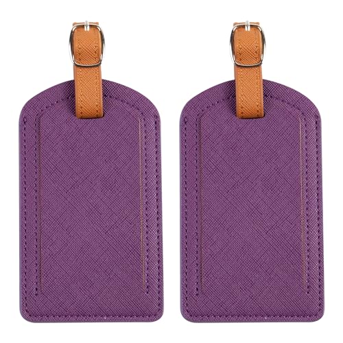 Premium Colored Luggage Tags for Luggage, Travel Bags and Suitcases by Adventure Goods - Purple (Pack of 2) - color: Purple