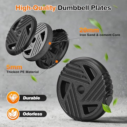 Adjustable Dumbbell Set, 33/44/66/88lbs Free Weights Set with Connector, 5 in 1 Weights Dumbbells Set Used as Barbell, Kettlebells, Push up Stand, Weight Plate, Exercise & Fitness Equipment for Home Gym Workout - color: 44LB (22LB-Pair)