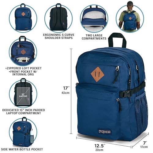 JanSport Main Campus Backpack - Travel or Work Backpack with 15-Inch Laptop Sleeve and Dual Water Bottle Pockets, Surreal Swirlies - color: Surreal Swirlies
